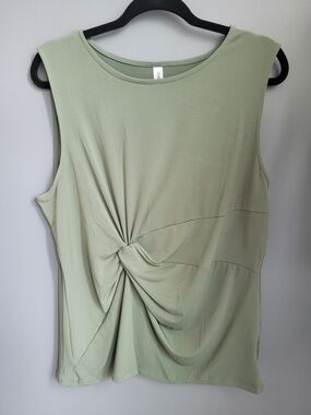 Zenana Outfitters Women's Sleeveless Twist-Front Top - Sage Green, 1X